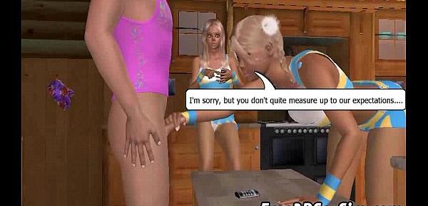  Two foxy 3D cartoon blonde vixens get double teamed
